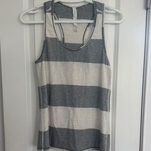 Lululemon Athletica Gray and Cream Striped Tank Top